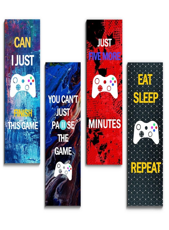 UBLURO 4pcs Game Sign for Boys Room Wooden Hanging Plaque Funny Gamer Quotes Decor for Playroom Bedroom Gifts for Game Lover Video Gaming Controller Sign Decorations - Image 1